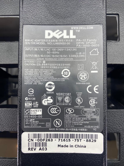 Cargador Dell de 65W para Laptop c/ Cable de Corriente